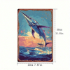 CIFbuy Vintage | Ocean Fishing Metal Sign 2D Flat, 8X12In Big Fish Leaping Pattern Wall Art, Rustproof Waterproof Metal Decor 1Pc For H TikTok, TikTok