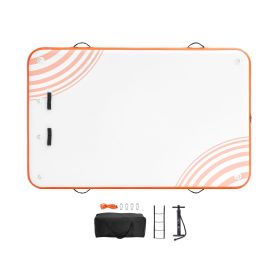 Inflatable Floating Dock, 8 x 5FT Inflatable Dock Platform, Non-Slip Water Floating Dock Mat with Portable Carrying Bag & Detachable Ladder