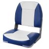 Boat Seat, 18.9" Low Back Boat Seat, Folding Boat Chair with Thickened Sponge Padding and Hinge, Fold-Down Boat Captain Chair for Fishing Boat
