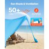 Beach Tent Sun Shelter, UPF50+ Sun Protection, 6.6 ft Tall, 11 x 11 ft, Easy Pop Up Beach Canopy with Sandbags, Stability Poles, Sand Shovels