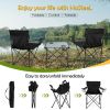 Folding Camping Chair Set of 3, Foldable Black Camp Chairs & Grey Table, Large Lawn Chair Portable for Adults Hiking, Fishing, Picnic, Outdoor BBQ