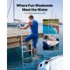 Removable Dock Ladder, 4 Steps, Aluminum Alloy Pontoon Boat Swim Ladder, with Non-Slip Wide Steps, 500 lbs Weight Capacity, Quick Release Design