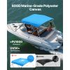 3 Bow Boat Bimini Top, 600D Polyester Canopy with Aluminum Alloy Frame, Waterproof & Sun Shade Boat Awning Canopy with Storage Bag, 2 Support Poles