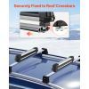 Ski & Snowboard Roof Rack, Carry up to 4 Pairs of Skis or 2 Snowboards, 2 PCS Aluminum Universal Car Roof Rack with Lock & Rubber Padding