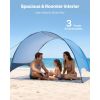 Beach Tent Sun Shelter for 3 Person, UPF 50+ Protection, Portable Sun Shade Canopy with Carrying Bag & Ground Stakes