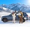 Ski & Snowboard Roof Rack, Carry up to 6 Pairs of Skis or 4 Snowboards, 2 PCS Aluminum Universal Car Roof Rack with Lock & Rubber Padding