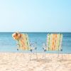 Set of 2 Webbed Folding Beach Chairs, Outdoor Patio Lawn Foldable Chairs for Camping Fishing Yard Poolside BBQ, Yellow & Green