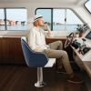 Captain Bucket Seat Pontoon Boat Chair with PVC Leather and Armrests