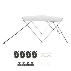 3 Bow Boat Bimini Tops, 600D Polyester Canopy with Aluminum Alloy Frame, Waterproof & Sun Shade Boat Awning Canopy with Storage Bag, 2 Support Poles (Default: Default)