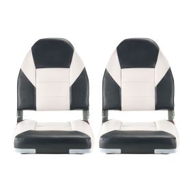 Boat Seat, High Backrest, Folding Fishing Boat Seat with Thickened Sponge Cushion & Waterproof PVC Leather, Aluminum Alloy Hinges (Color: Dark Grey, Backrest: High Back)