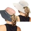 Women's Outdoor UV-Protection-Foldable Sun-Hats Mesh Wide-Brim Beach Fishing Hat with Ponytail-Hole