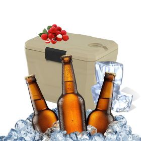 Portable Cooler Hard Shell Ice Chest for Outdoor Picnic (Color: Tan, Type: Coolers)