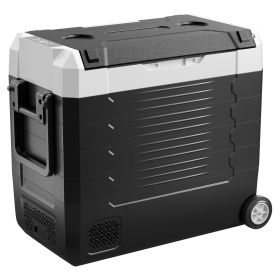 Car Refrigerator, DC 12/24V AC100-240V Compressor Electric Cooler, -4°F to 68°F Truck Refrigerator with APP Control, Wheels & Dual Zone (specification: 55 L)