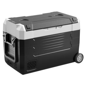 Car Refrigerator, DC 12/24V AC100-240V Compressor Electric Cooler, -4°F to 68°F Truck Refrigerator with APP Control, Wheels & Dual Zone (specification: 35 L)
