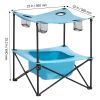 Folding Camping Table, Portable Outdoor Lightweight Picnic Table, 600D Oxford Fabric Waterproof Canvas Travel Beach Tables, with 4 Cup Holders