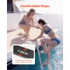 Boat Ladder, 3 Steps, Stainless Steel Telescoping Folding Swim Deck Ladder for Rear Entry Inboard