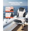 Boat Seat, High Backrest, Folding Fishing Boat Seat with Thickened Sponge Cushion & Waterproof PVC Leather, Aluminum Alloy Hinges