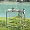 Folding Fish Cleaning Table with Sinks, Portable Camping Sink Table with Faucet, Drainage Hose, Sprayer, Shelf, Drawer and Storage Basket